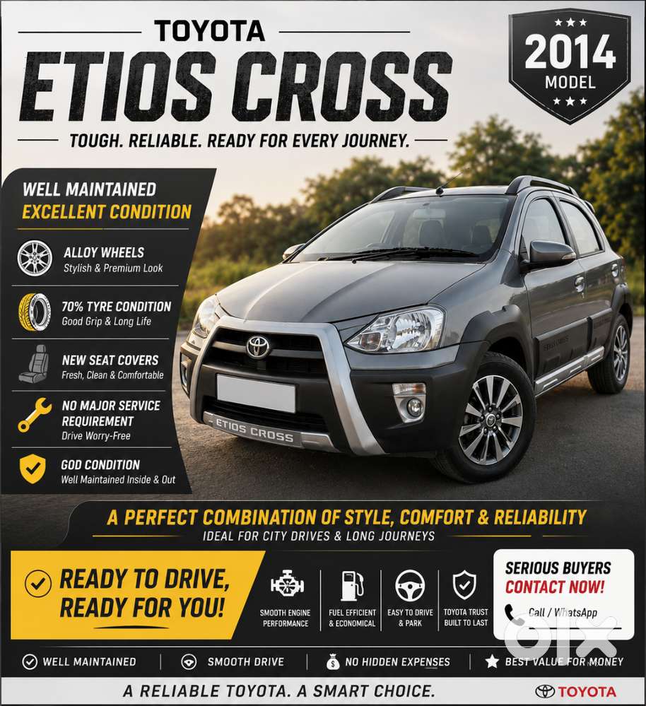 Toyota Etios Cross 2014 Petrol Well Maintained
