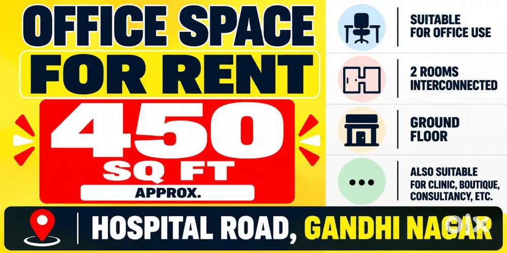 450 Sq Ft Office Space for Rent | Hospital Road, Gandhi Nagar