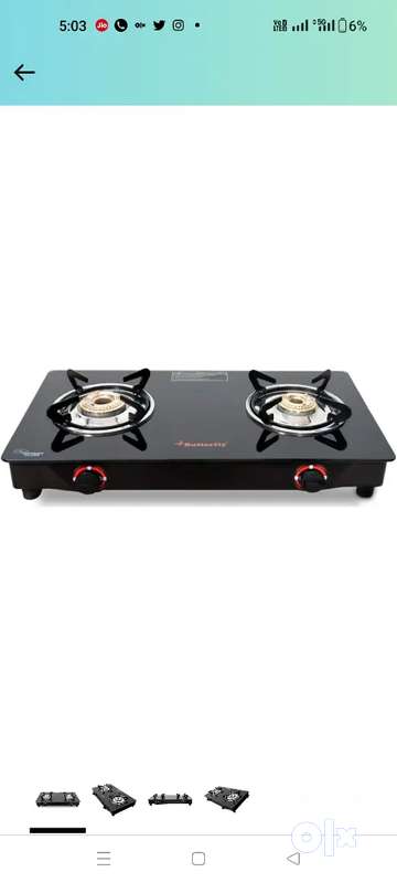 Butterfly gas stove on sale 2 burner glass top