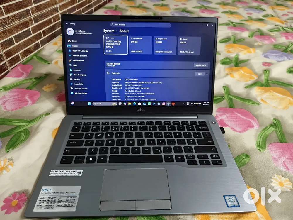 Dell latitude 7400 8GB 256GB SSD, Touch screen & Face unlock feature