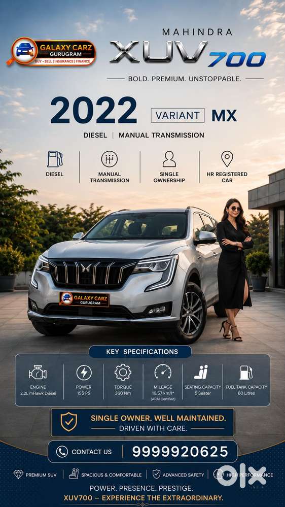 Mahindra Xuv700 2.2 Mx Diesel Mt 5 Str, 2022, Diesel