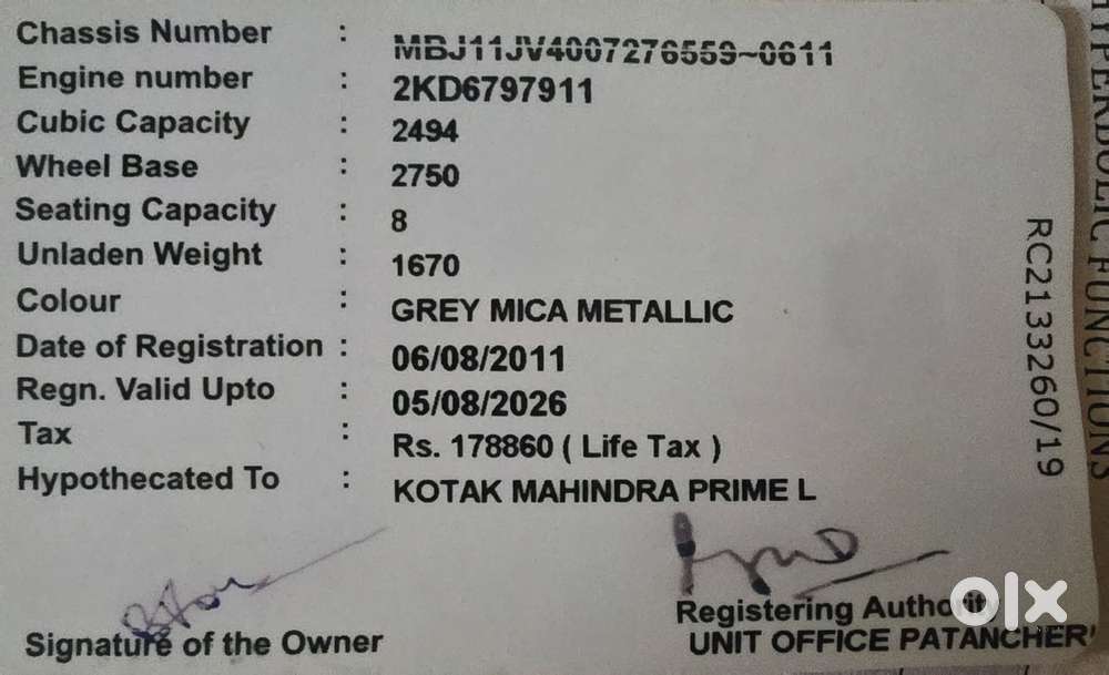 Toyota Innova 2.5 Ev Ms 8 Str, 2011, Diesel