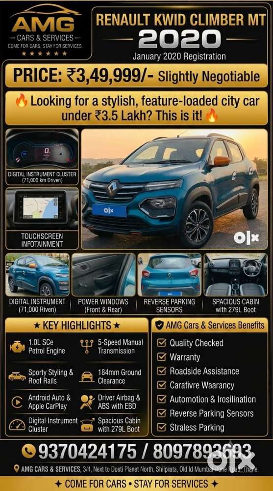 Renault Kwid Climber 1.0 Mt, 2020, Petrol