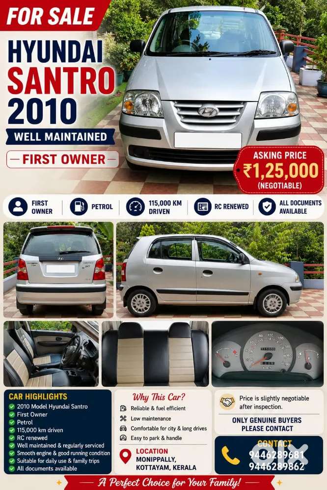 Hyundai Santro Xing Gls 2009 Km Driven