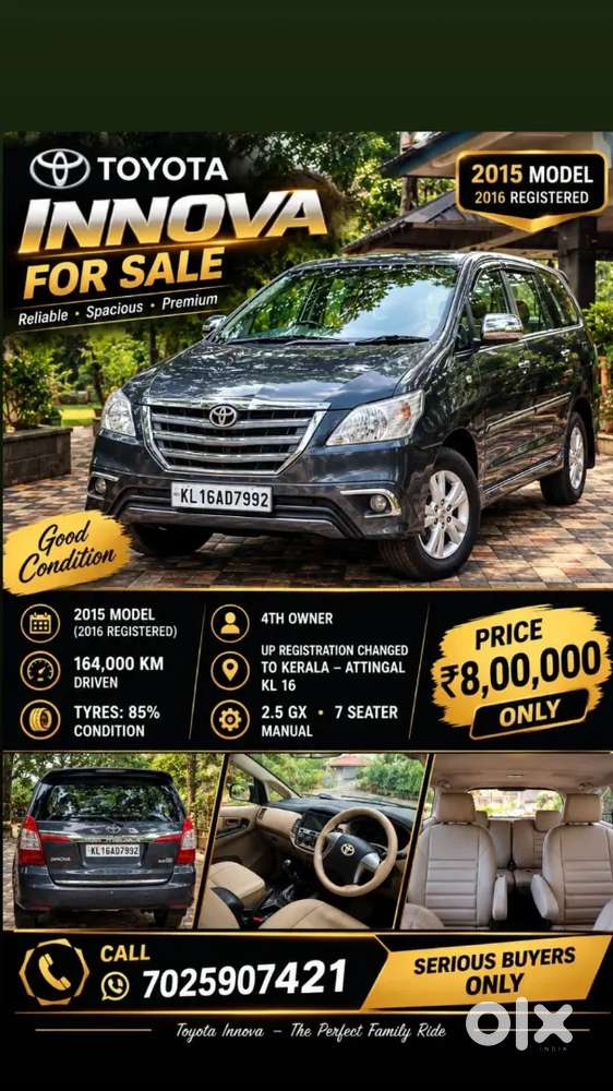 Toyota Innova 2.5 Gx Diesel Manual 2015 | 7 Seater