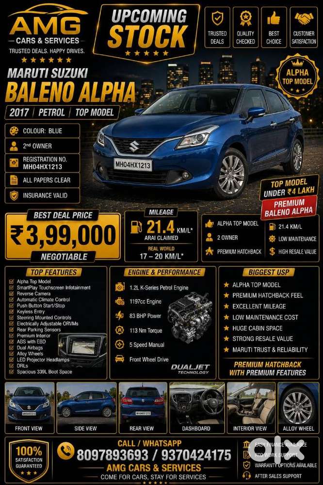 Maruti Suzuki Baleno 1.2 Alpha, 2017, Petrol