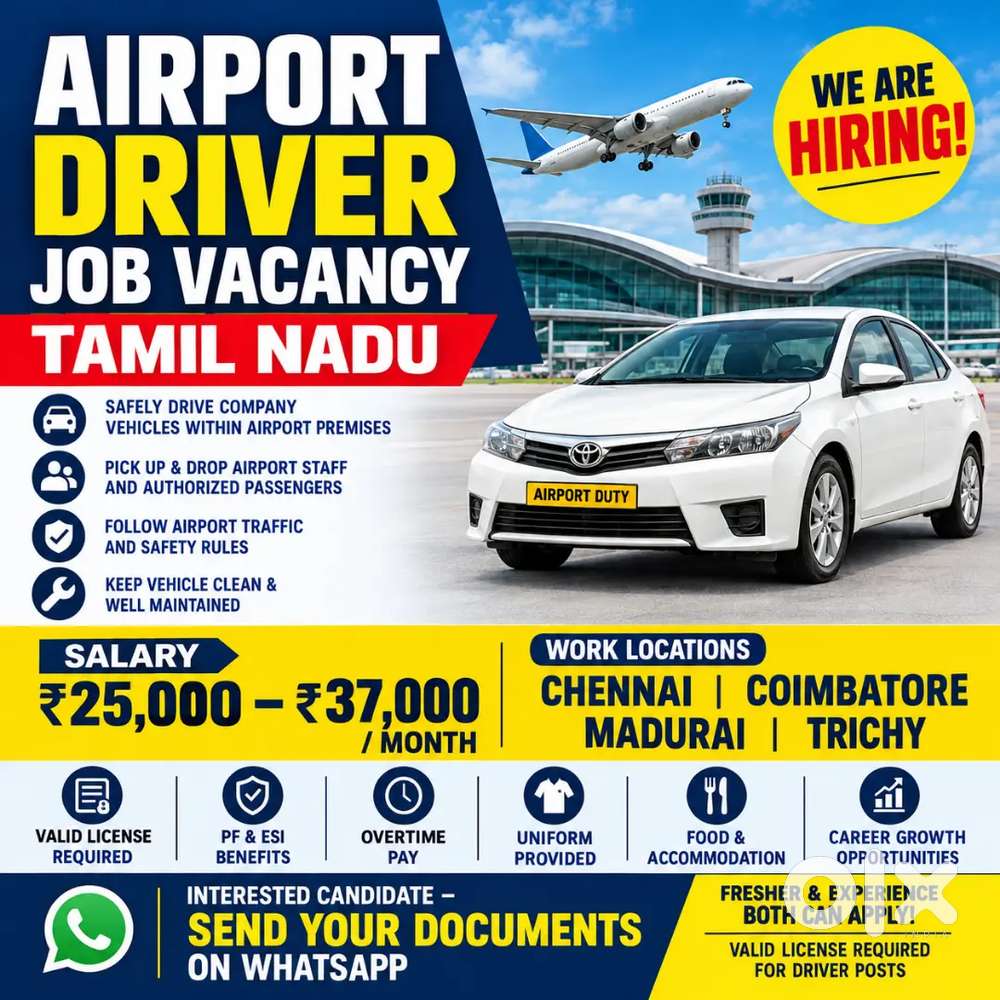 Airport Driver Job Vacancy at Coimbatore International Airport.