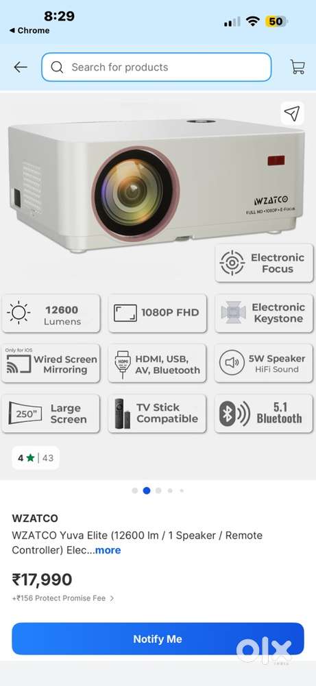 Wzatco Yuva Elite Projector ( Only 2 months Used )