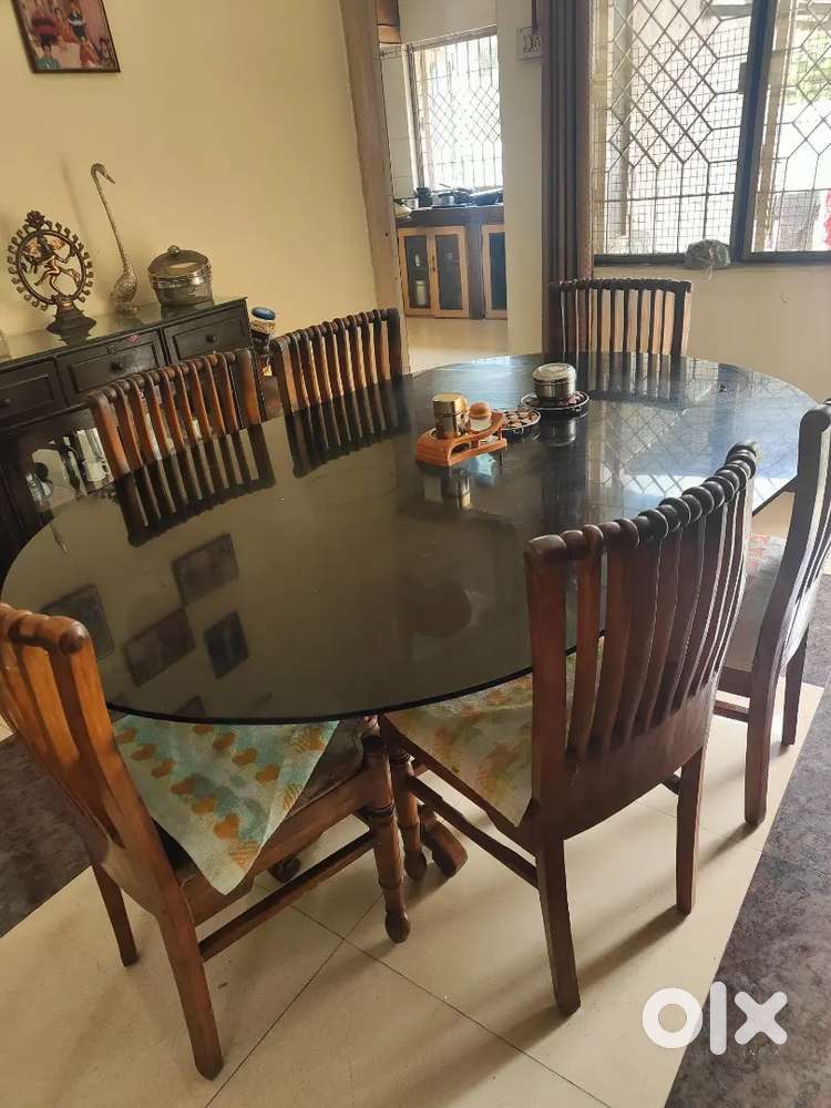 6 seater glass top dining table