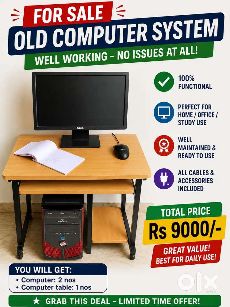 Old 2 computers, 1 computer table for sell