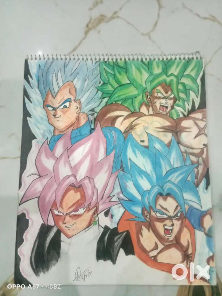 Handmade DBZ goku , vegeta , black goku , and broly drawing