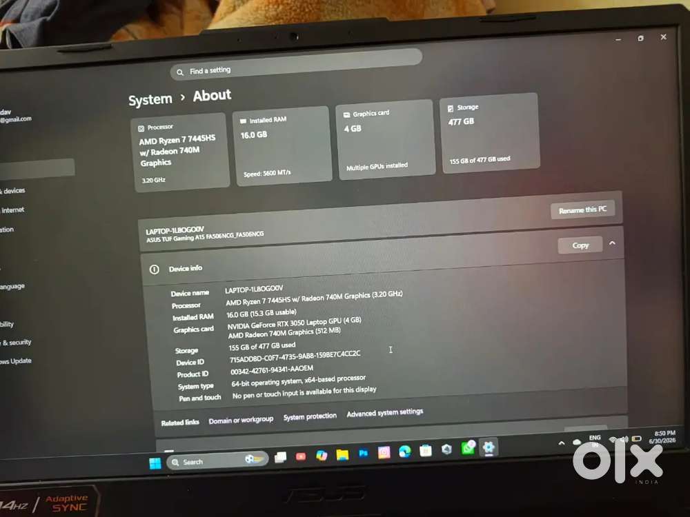 Asus tuff a15 gaming laptop