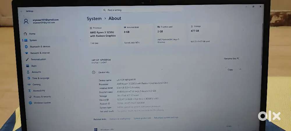LENOVO IDEAPAD 1 RYZEN 3 3RD GEN 8GB 512GN SSD