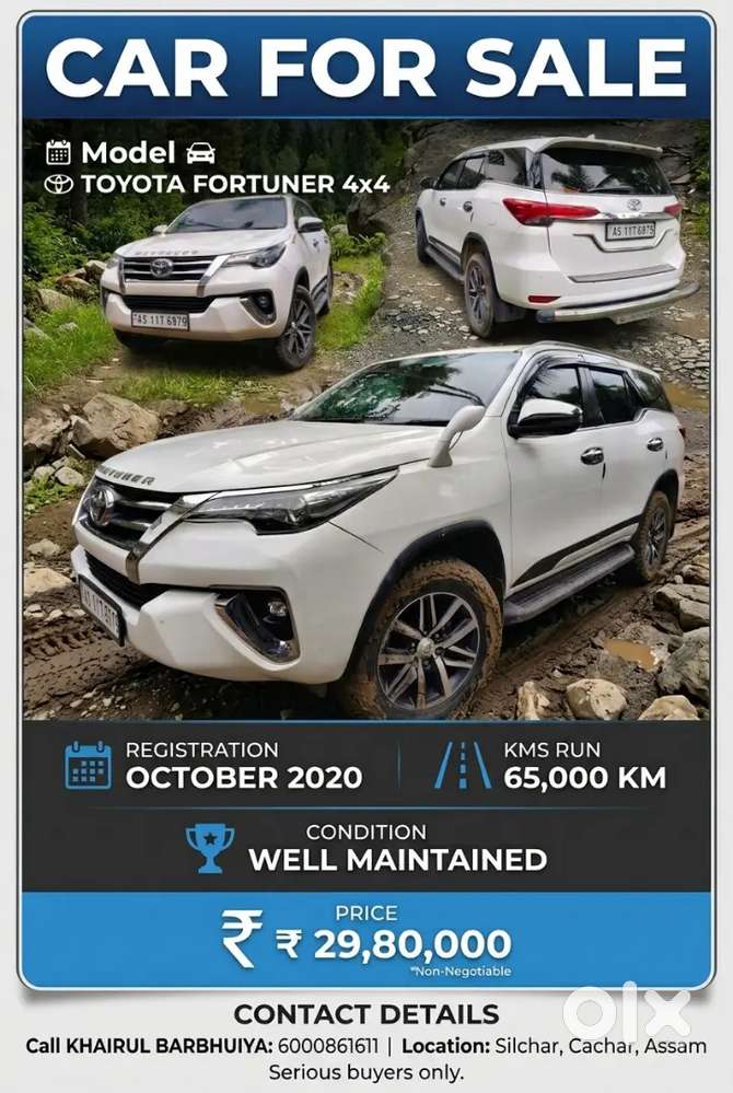 Toyota Fortuner 4x4 ,  Well Maintained Vehicle Showroom Condition,