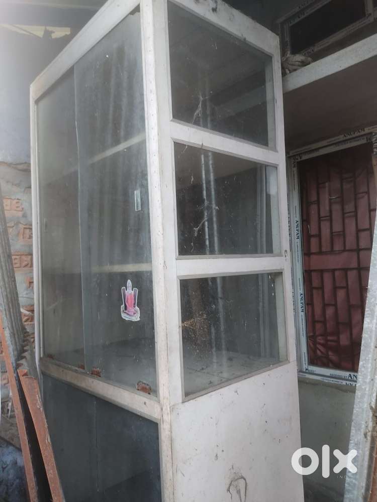 Glass showcase for shops, wooden shop counter, glass shop counter