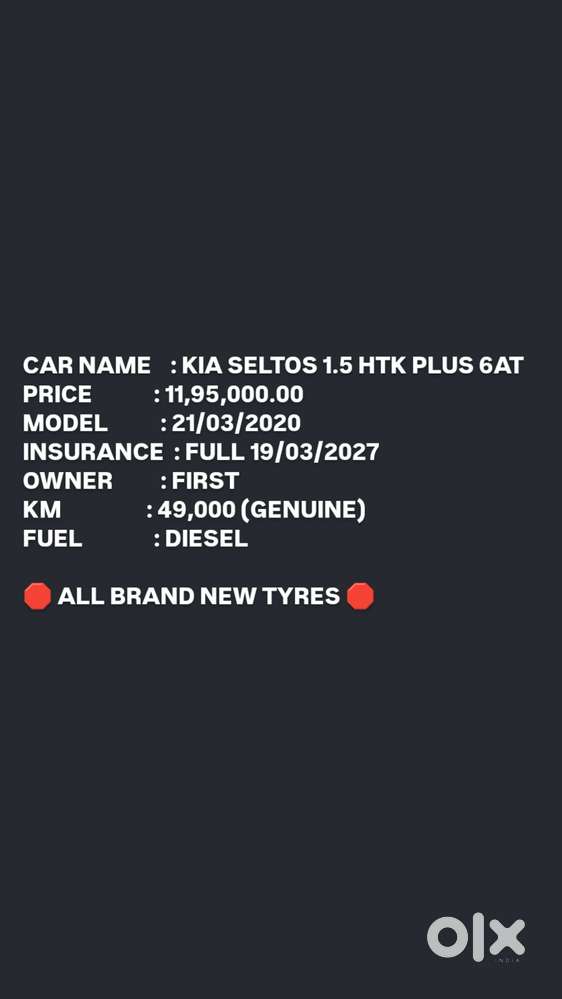 Kia Seltos Htk Plus At D, 2020, Diesel