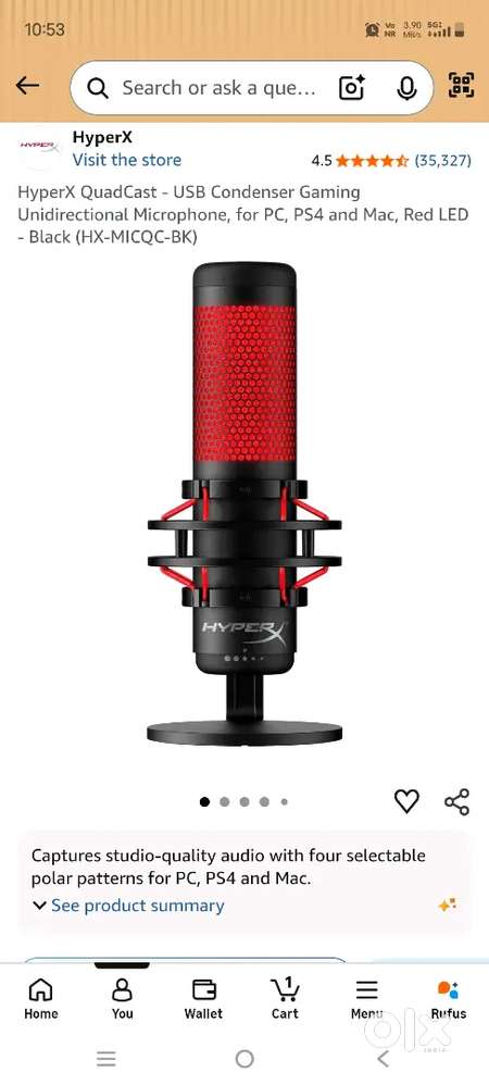 Hyper X QuadCast Microphone For Gaming Streaming