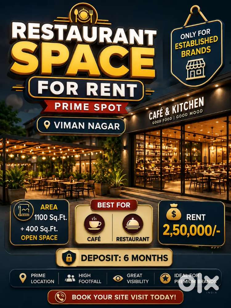 RESTAURANT SPACE FOR RENT PRIME SPOT