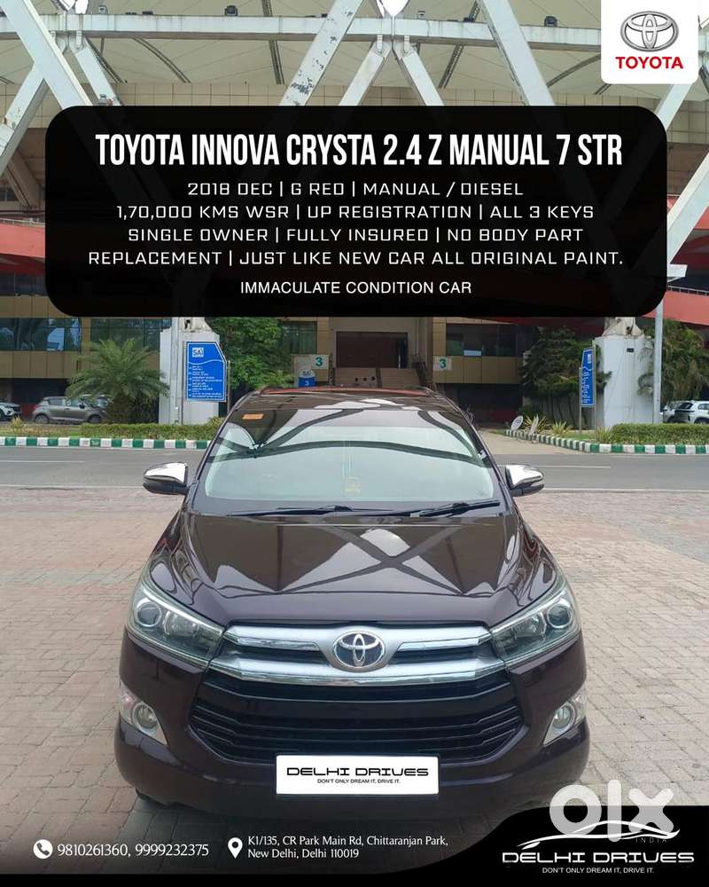 Toyota Innova Crysta Zx 2.4 Diesel 7 Seater, 2018, Diesel