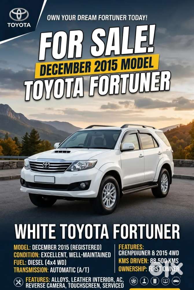 Toyota Fortuner Legender 2015 Diesel 85000 Km Driven