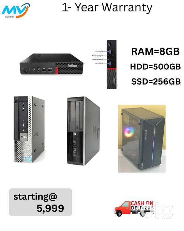 Monitor  Keyboard Mouse  Ram - 8gb DDR3  500GB Hard disk