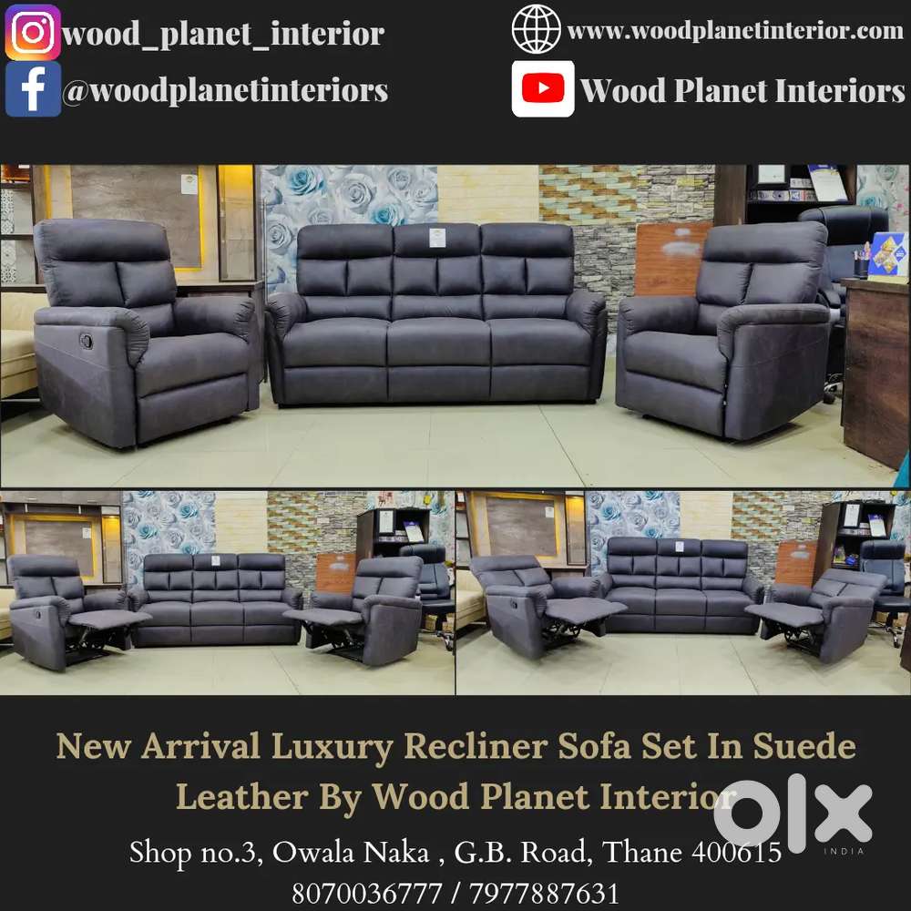 Elegant Design Brand New 3+1+1 Recliner sofa set in suede leather