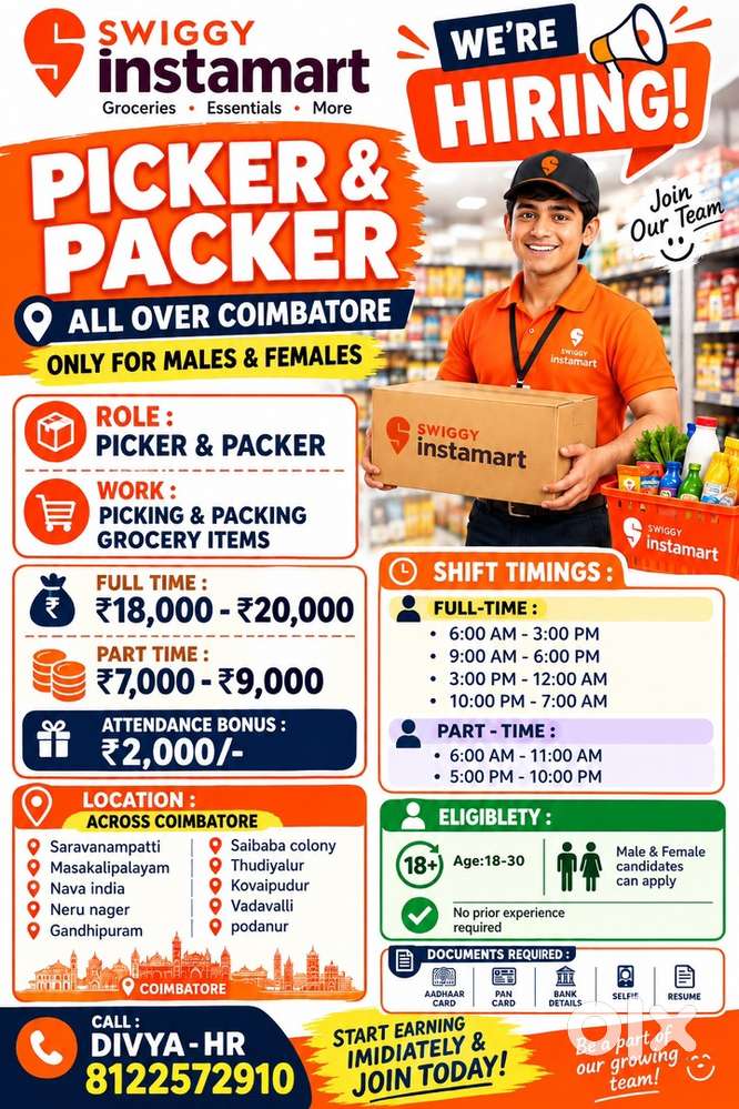 Picker,packer&loader,un loader@coimbatore