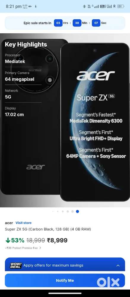A555ページ Acer super zx 5g 4/128 good condition - Mobile Phones in undefined