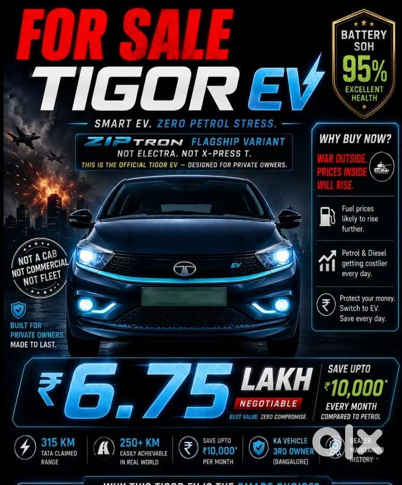 Tata Tigor Ev Xz+ Dt, Top Variant, Immaculate, 95% Battery Health