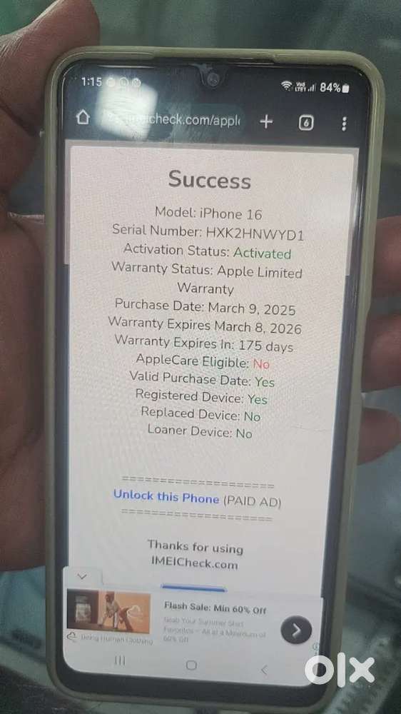 Iphone 16 128gb only 1 week used