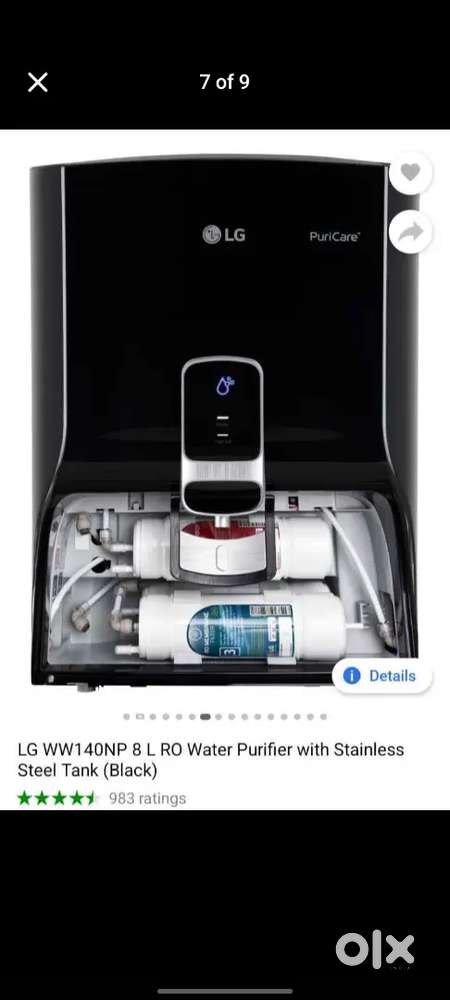 ( LG ) WW140HP, MODEL, 8 LITTERS, 40 WATTS, RO WATER PURIFIER.