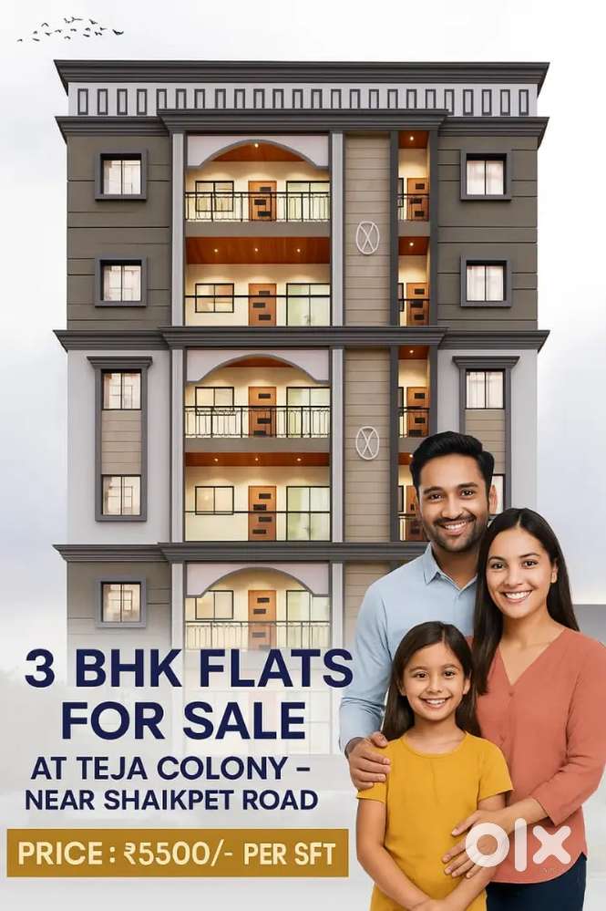 GHMC Approved 3BHDK Flat for sale at Tolichowki 12 Month EMI facility