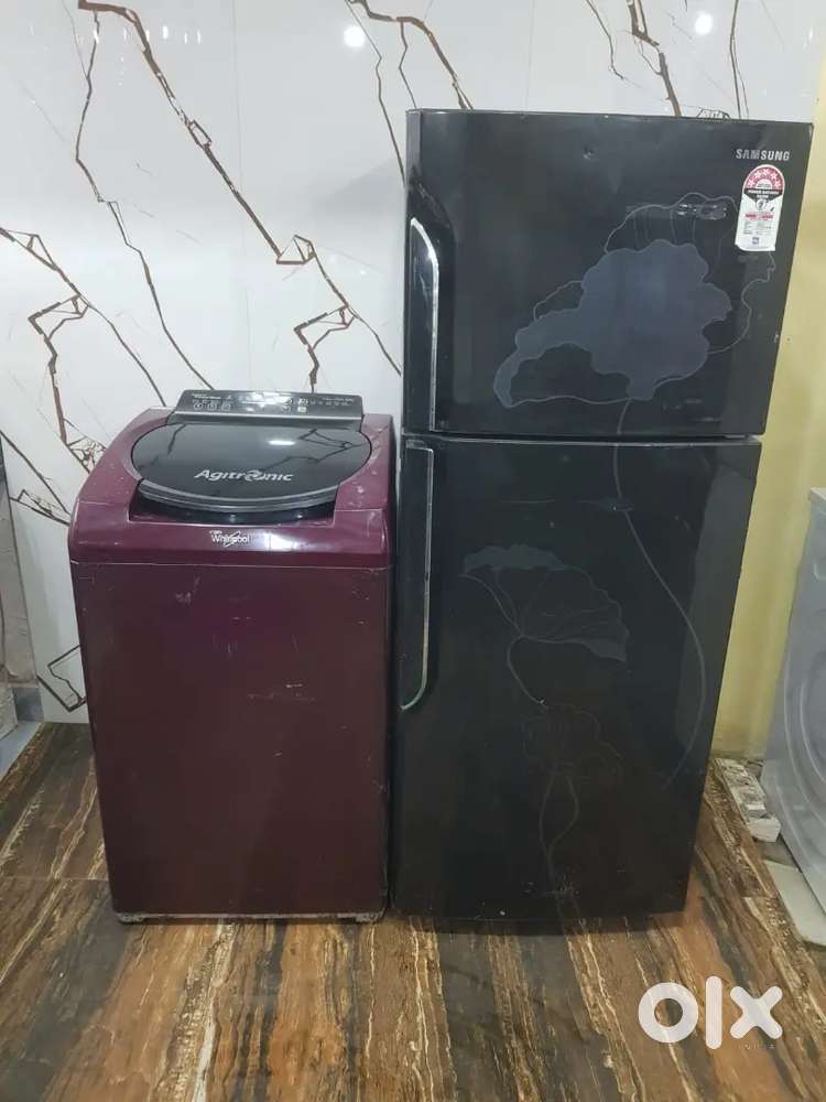 Samsung double door refrigerator and washing machine