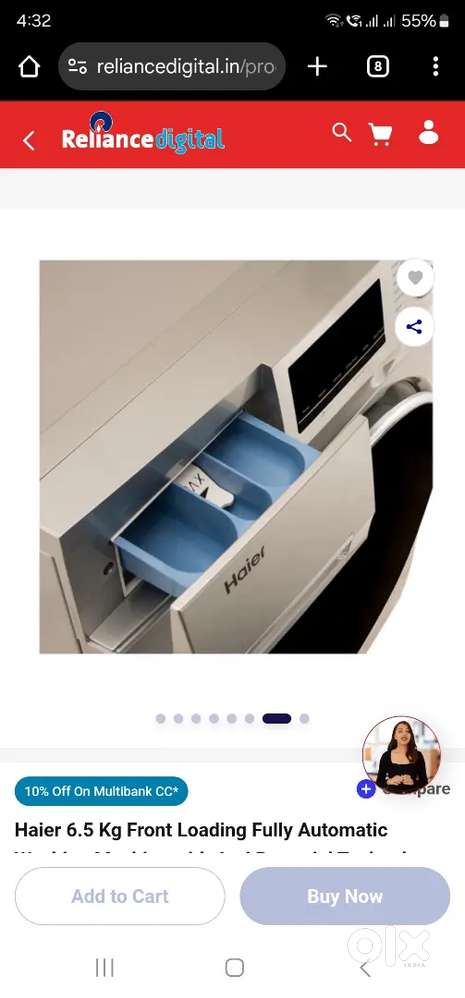 Haier 6:5 kg front load washing machine fully automatic