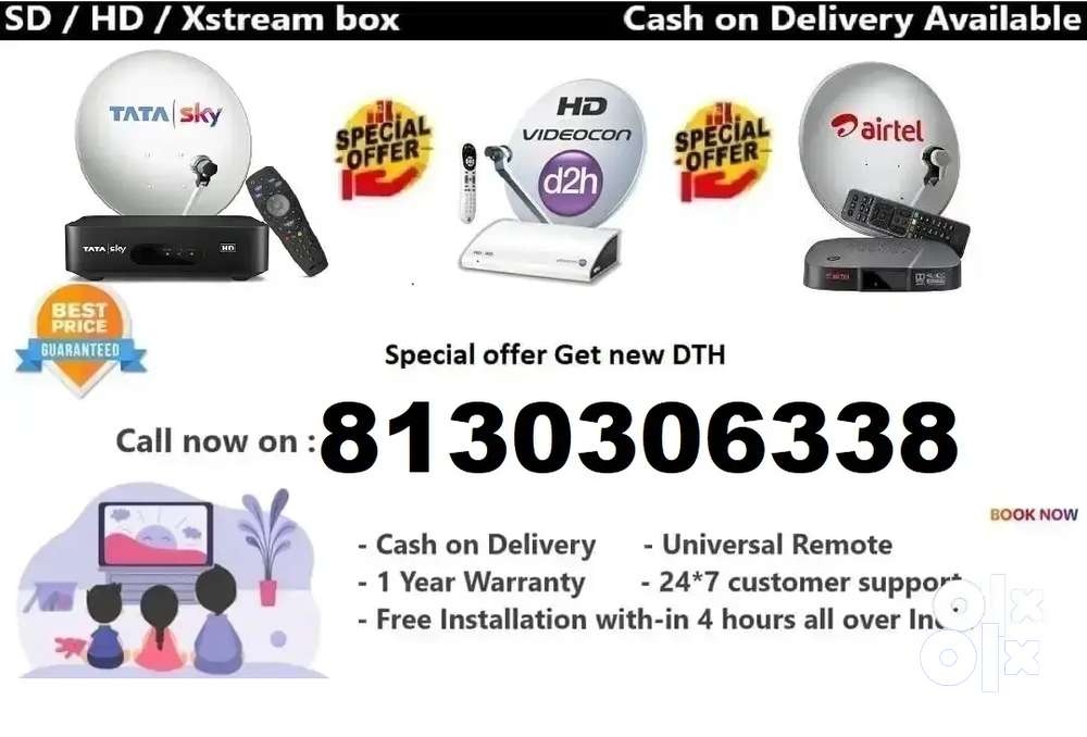 Purchase New DTH Connection Dish TV Airtel Videocon-D2H Play