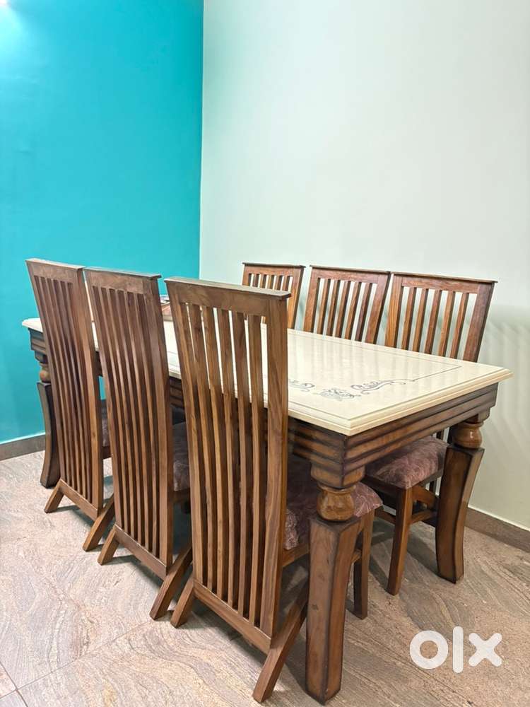 Marble top dining table & 6 chairs