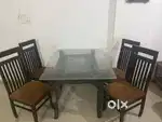 4 Seater Dinning Table with Glass Top