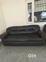 Sofa set brown faux leather