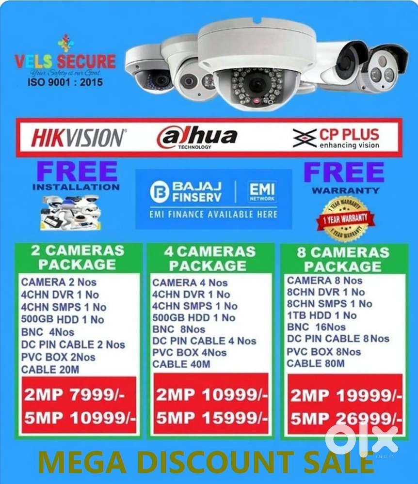 MEGA   DISCOUNT  SALE 2MP  DAHUA or CP PLUS or HIKVISION  CCTV CA
