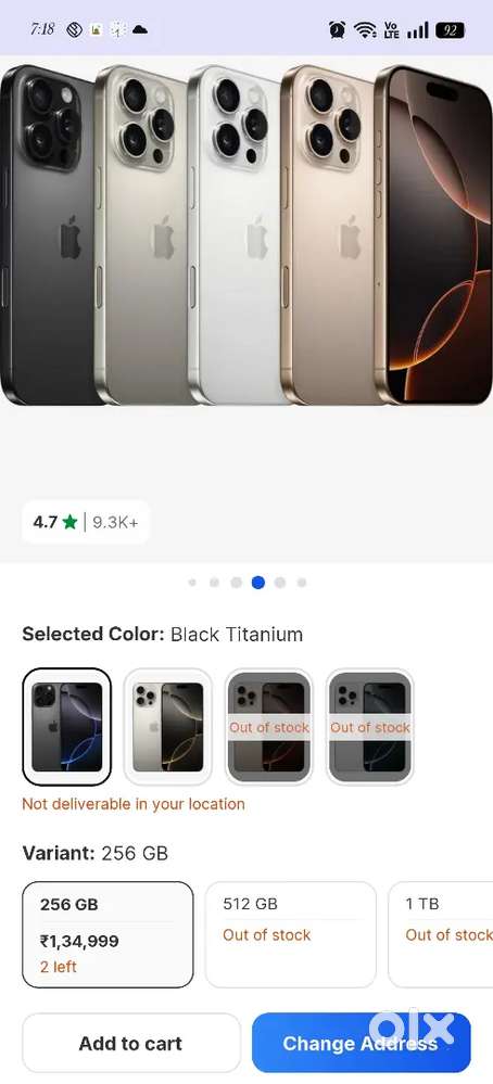 Black titanium 256 gb sil pack 16 pro max