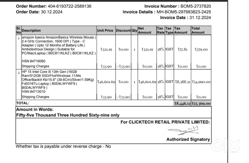 Hardly used laptop - With Proper Billing and Date