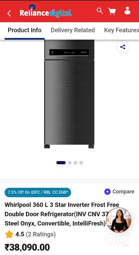 Whirlpool Intellifresh 365 ltr Double door Fridge