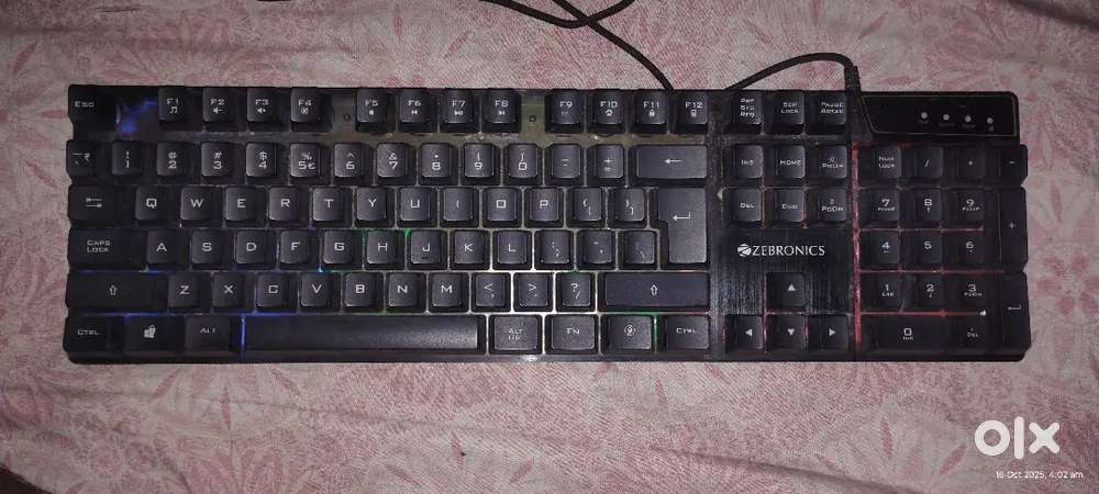 Zebronics gaming keyboard with 3 modes of RGB lighting,  braded cable