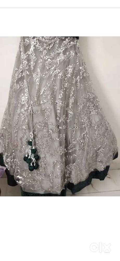 Party wear crystal grey color lehnga
