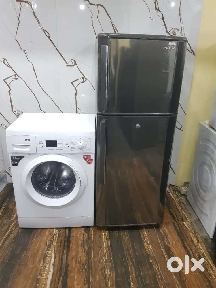 Samsung double door refrigerator and washing machine