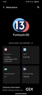 V 20 8gb ram 256gb