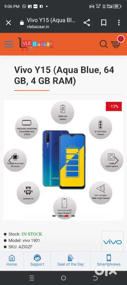 Vivo y15 4/64 orginal charger and Box available .exalent battery