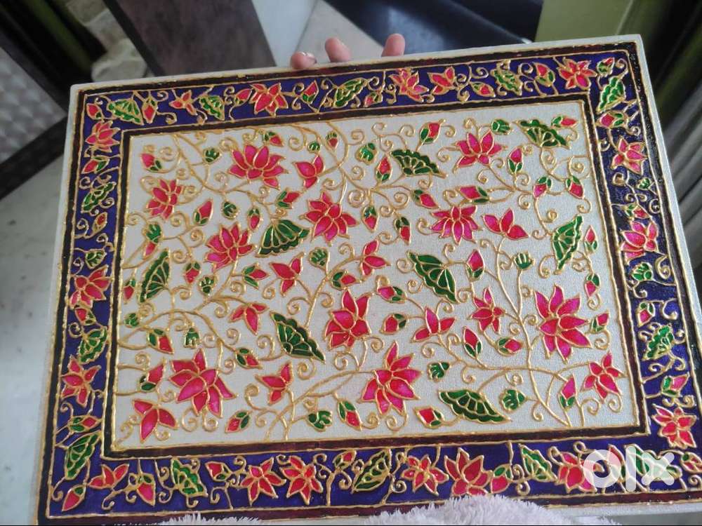 Handcrafted Floral Painting with Gold Detailing