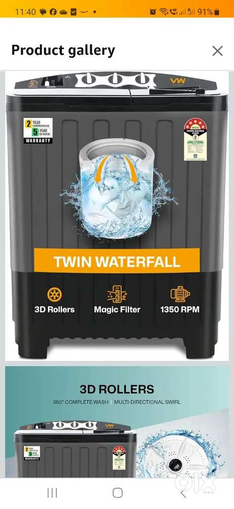 VW 7.5 kg washing machine Semi automatic