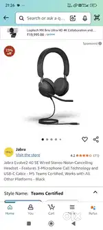 Jabra evolve 40s head set like new one orginal